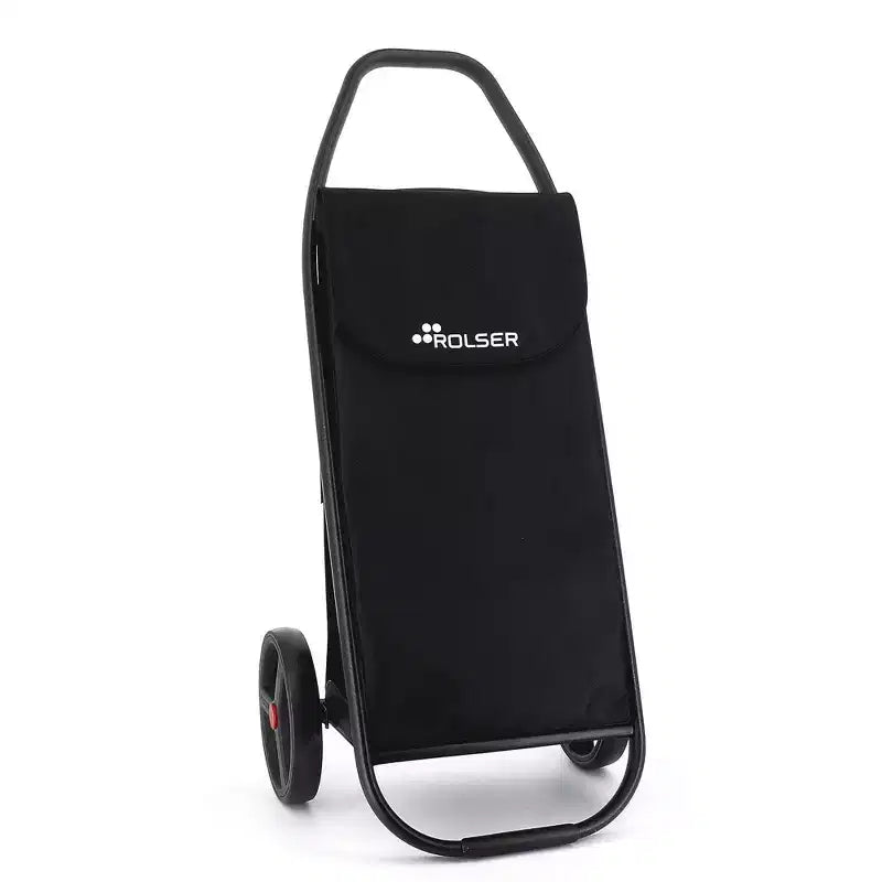 Rolser COM MF 2 Chariot de courses à grandes roues noir : Chariot d'épicerie pliable portable avec poignées intégrées, aucun assemblage requis