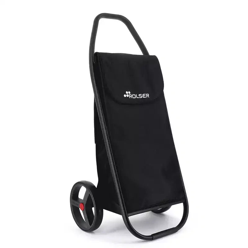 Rolser COM MF 2 Chariot de courses à grandes roues noir : Chariot d'épicerie pliable portable avec poignées intégrées, aucun assemblage requis