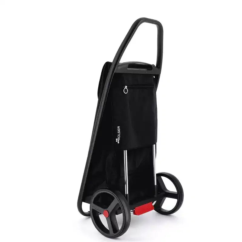 Rolser COM MF 2 Chariot de courses à grandes roues noir : Chariot d'épicerie pliable portable avec poignées intégrées, aucun assemblage requis