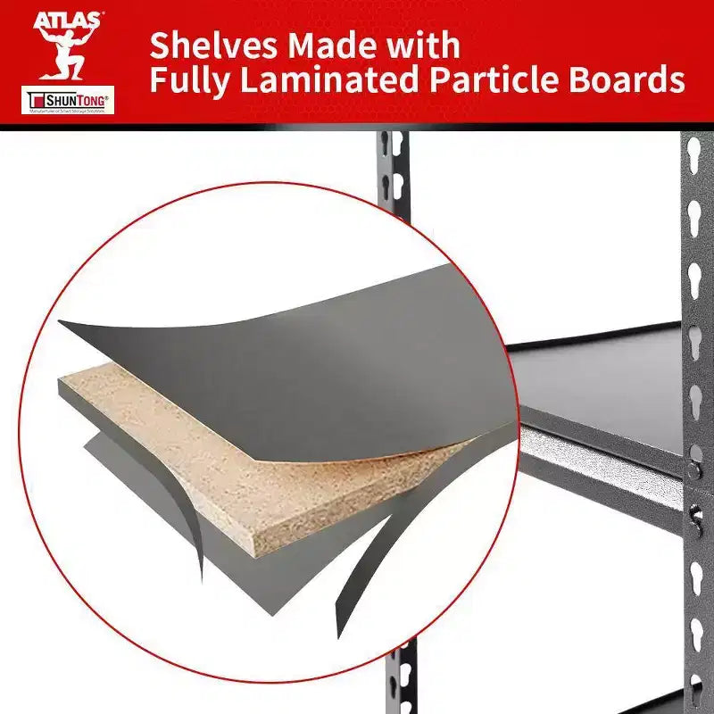 Étagère Atlas à 5 niveaux 30"x12"x60" 2000lb Étagère en acier sans boulons avec plateau laminé Gris foncé