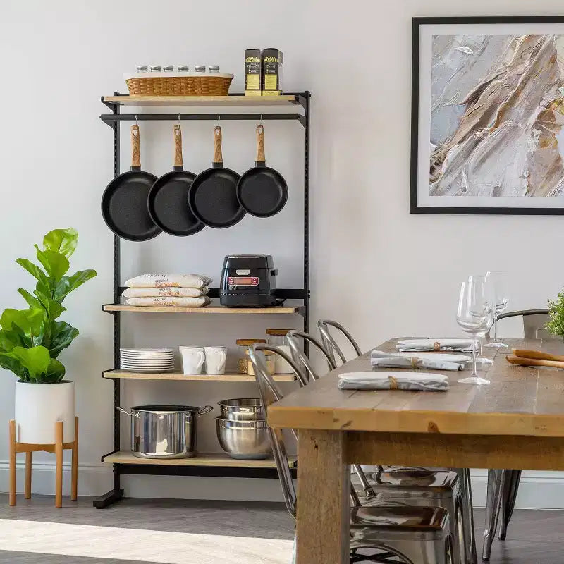 IRIS Portant à vêtements avec rangement et étagères réglables : Portant portable, cadre en métal, noir, 172 cm de hauteur