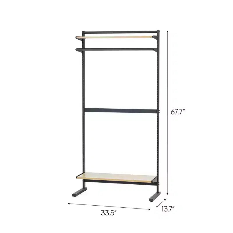 IRIS Portant à vêtements avec rangement et étagères réglables : Portant portable, cadre en métal, noir, 172 cm de hauteur