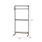 IRIS Portant à vêtements avec rangement et étagères réglables : Portant portable, cadre en métal, noir, 172 cm de hauteur
