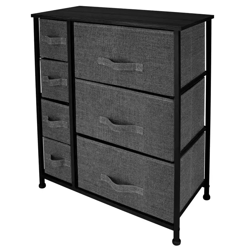 Simplify Commode de rangement à 7 tiroirs grise : Meuble de rangement utilitaire en acier et polypropylène, Rangement universel et pour vêtements