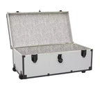 Seward Trunk 30" Roues lignées en papier noir et alliage : Rangement type malle-casiers, Malle de camping pour l'université, Capacité de 90 kg, Aucun assemblage requis