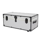 Seward Trunk 30" Roues lignées en papier noir et alliage : Rangement type malle-casiers, Malle de camping pour l'université, Capacité de 90 kg, Aucun assemblage requis