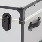 Seward Trunk 30" Roues lignées en papier noir et alliage : Rangement type malle-casiers, Malle de camping pour l'université, Capacité de 90 kg, Aucun assemblage requis