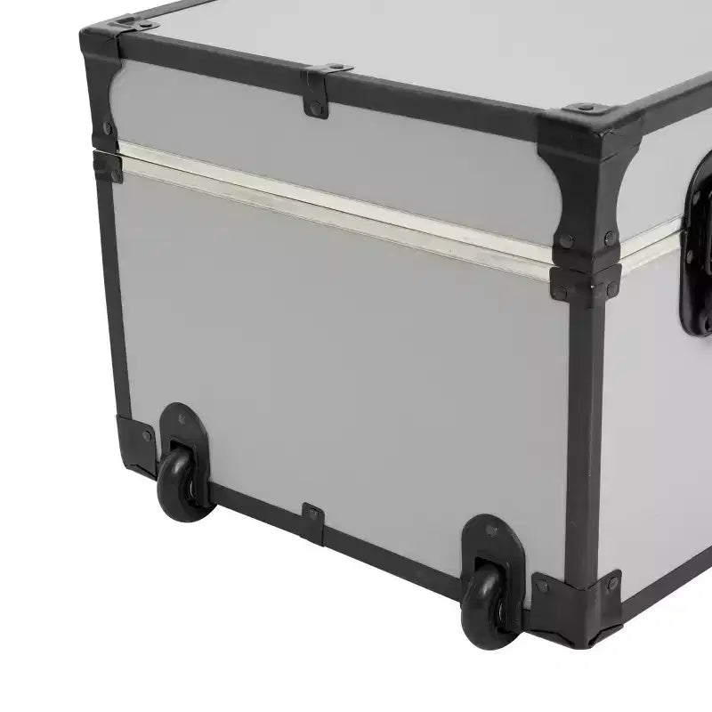 Seward Trunk 30" Roues lignées en papier noir et alliage : Rangement type malle-casiers, Malle de camping pour l'université, Capacité de 90 kg, Aucun assemblage requis