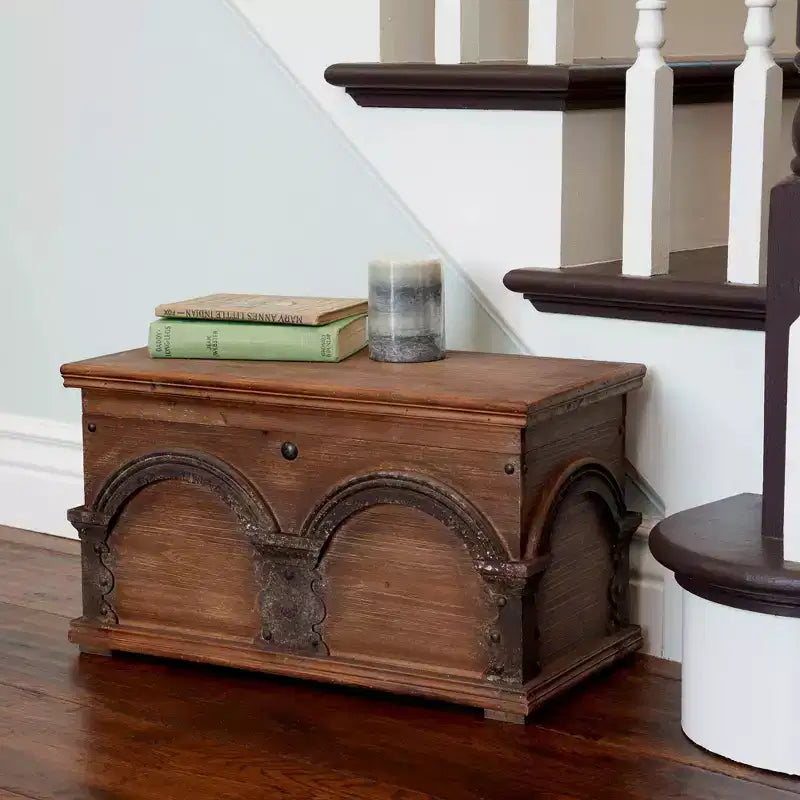 Malle de rangement en bois brun Household Essentials Small Arch