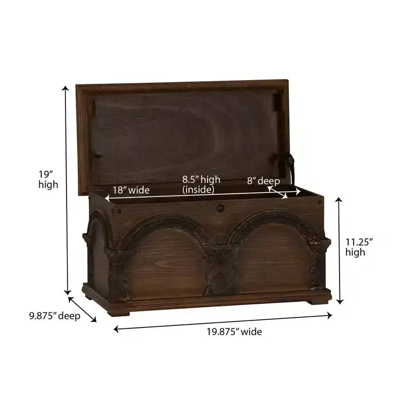 Malle de rangement en bois brun Household Essentials Small Arch