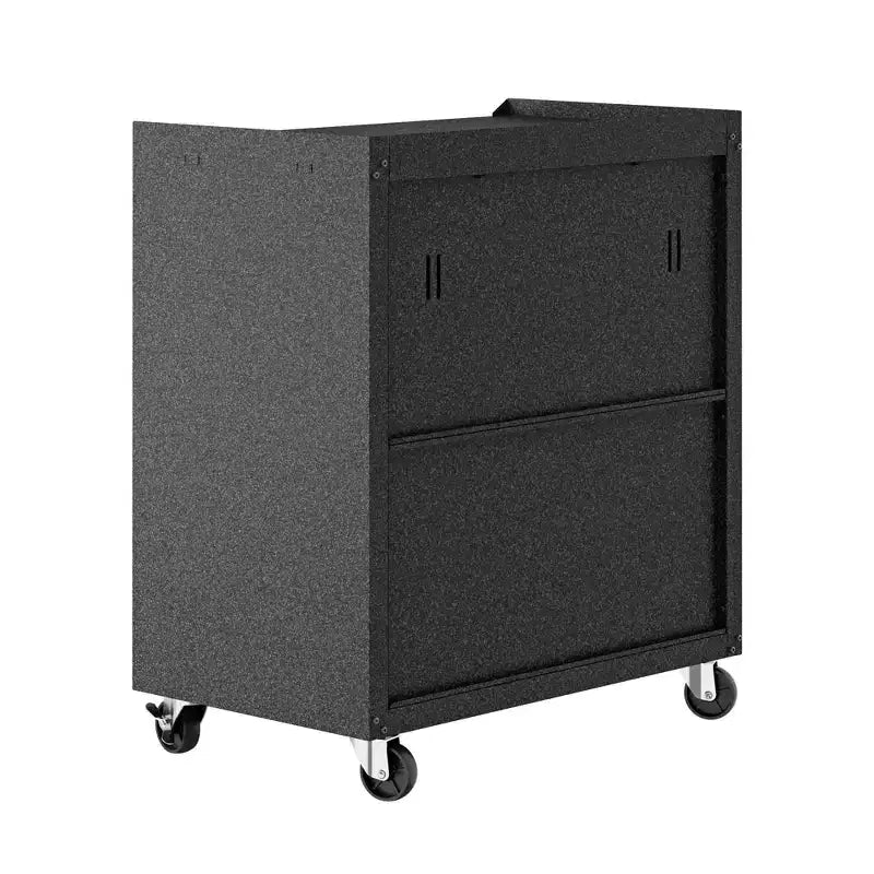 Manhattan Comfort Fortress Ensemble 3 pièces d'armoires de garage et de table de travail mobiles et compactes 2.0 Gris : Rangement verrouillable, étagères réglables, roulettes