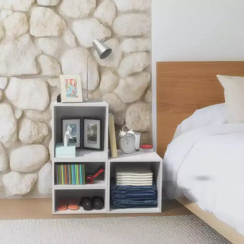 Niche Lot de 3 cubes de rangement empilables en bois blanc neige
