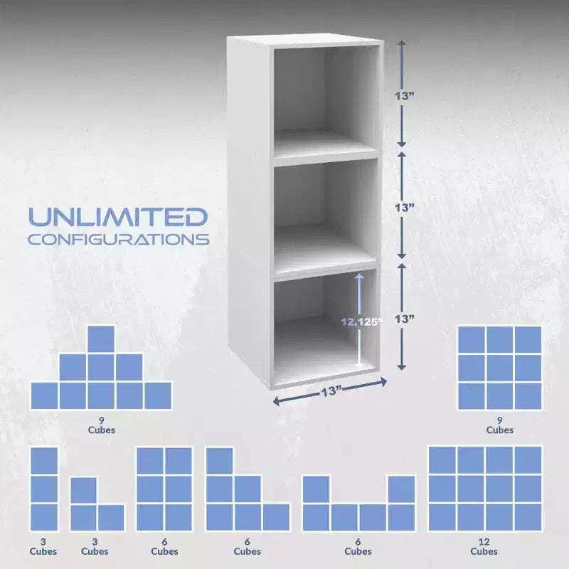 Niche Lot de 3 cubes de rangement empilables en bois blanc neige