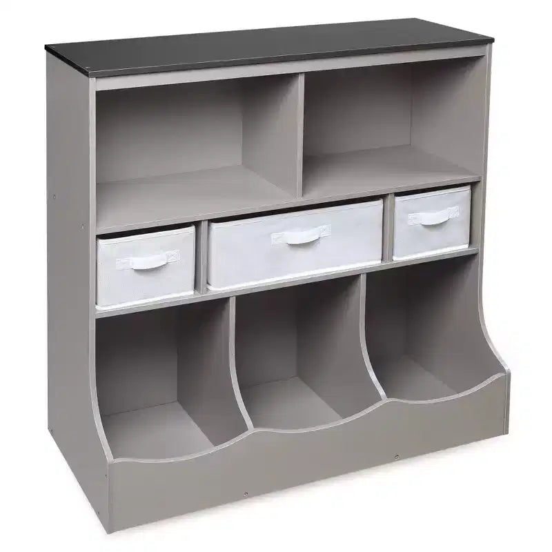 Badger Basket Combo Bin Storage Unit with Three Basket Woodgrain/Gray