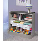 Meuble de rangement combo avec trois paniers Badger Basket, imitation bois/gris