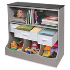 Meuble de rangement combo avec trois paniers Badger Basket, imitation bois/gris