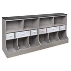 Meuble de rangement combo avec trois paniers Badger Basket, imitation bois/gris