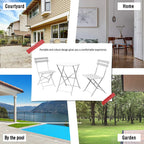 Ensemble bistro pliant 3 pièces en métal, salon de conversation intérieur/extérieur résistant aux intempéries pour patio, cour, jardin