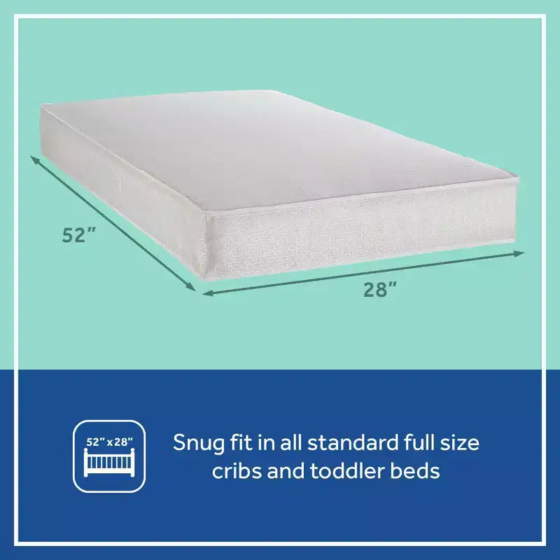 Matelas hybride 2 étapes pour lit de bébé et tout-petit Sealy Cozy Cool : Ferme, mousse de gel, hypoallergénique, épaisseur de 14,6 cm