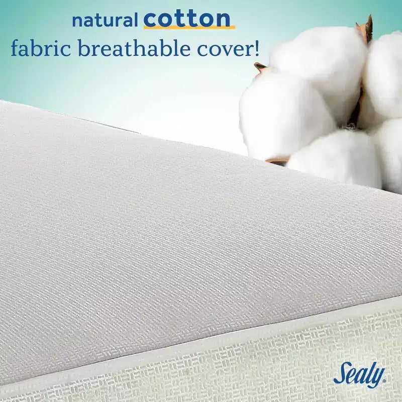 Matelas hybride 2 étapes pour lit de bébé et tout-petit Sealy Cozy Cool : Ferme, mousse de gel, hypoallergénique, épaisseur de 14,6 cm
