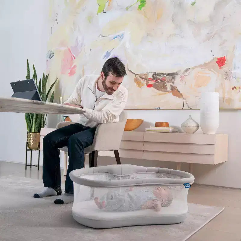 HALO BassiNest Swivel Sleeper 3.0 Lit de Bébé Cododo - Gris : Pivotement à 360 degrés, Cadre métallique, Rembourrage en coton, Capacité de 9 kg