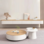 Meuble TV flottant contemporain en bois blanc avec tiroirs
