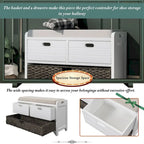 Banc de rangement en bois avec 2 paniers tressés par Harper&Bright Designs