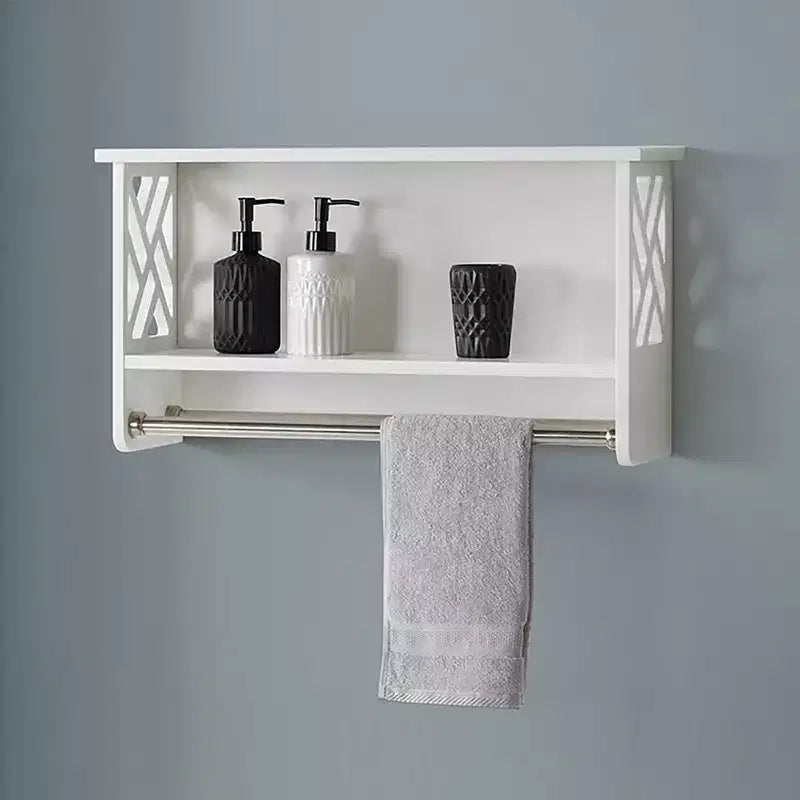 Étagère de baignoire Coventry avec deux porte-serviettes blanc - Alaterre Furniture