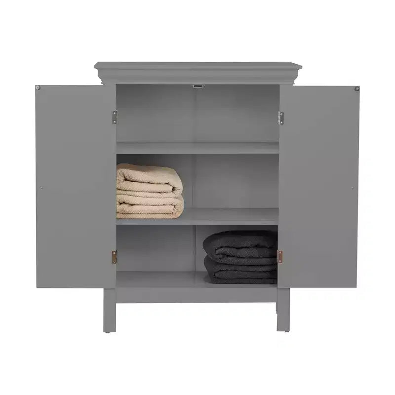 Teamson Home Stratford Armoire de Rangement de Salle de Bain Autoportante Contemporaine Grise : Microfibre, Lavable en Machine, Dos Antidérapant