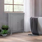 Teamson Home Stratford Armoire de Rangement de Salle de Bain Autoportante Contemporaine Grise : Microfibre, Lavable en Machine, Dos Antidérapant