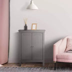 Teamson Home Stratford Armoire de Rangement de Salle de Bain Autoportante Contemporaine Grise : Microfibre, Lavable en Machine, Dos Antidérapant