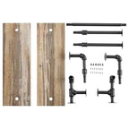 Danya B. Étagère murale à deux niveaux Olivia Pipe avec tringle de suspension Noir/Rustique : Rangement en fer laminé, Fixations incluses