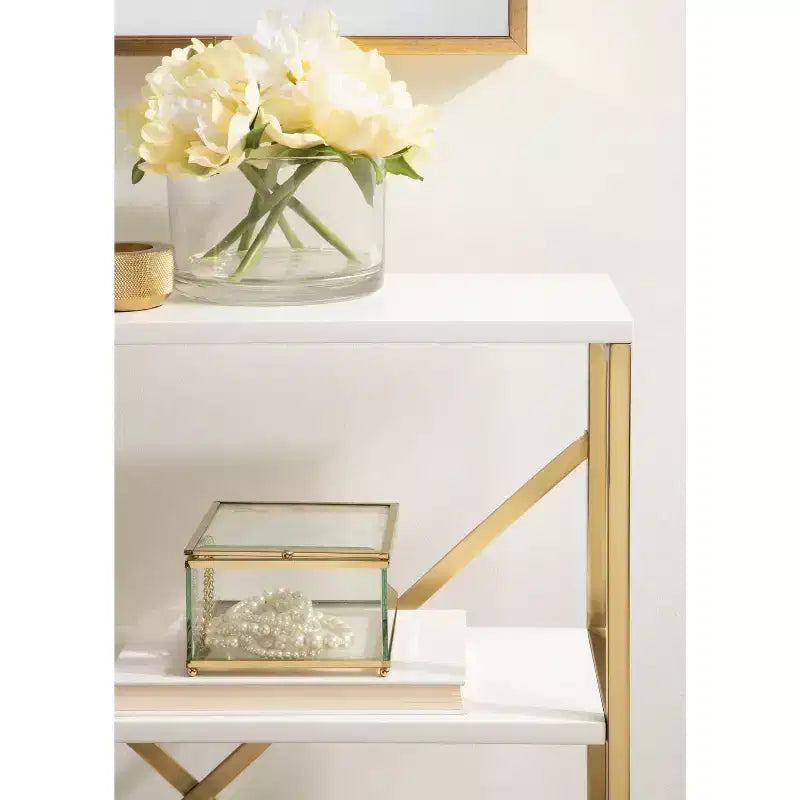 Kate & Laurel All Things Decor Étagère murale Ascott à 4 niveaux blanc 24"x32"x8" : Style glamour luxueux, cadre en plastique