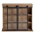30" x 28" Barnhardt Decorative Wooden Wall Cabinet with 2 Sliding Glass Doors Rustic Brown - Kate & Laurel All Things Decor: Metal Framed