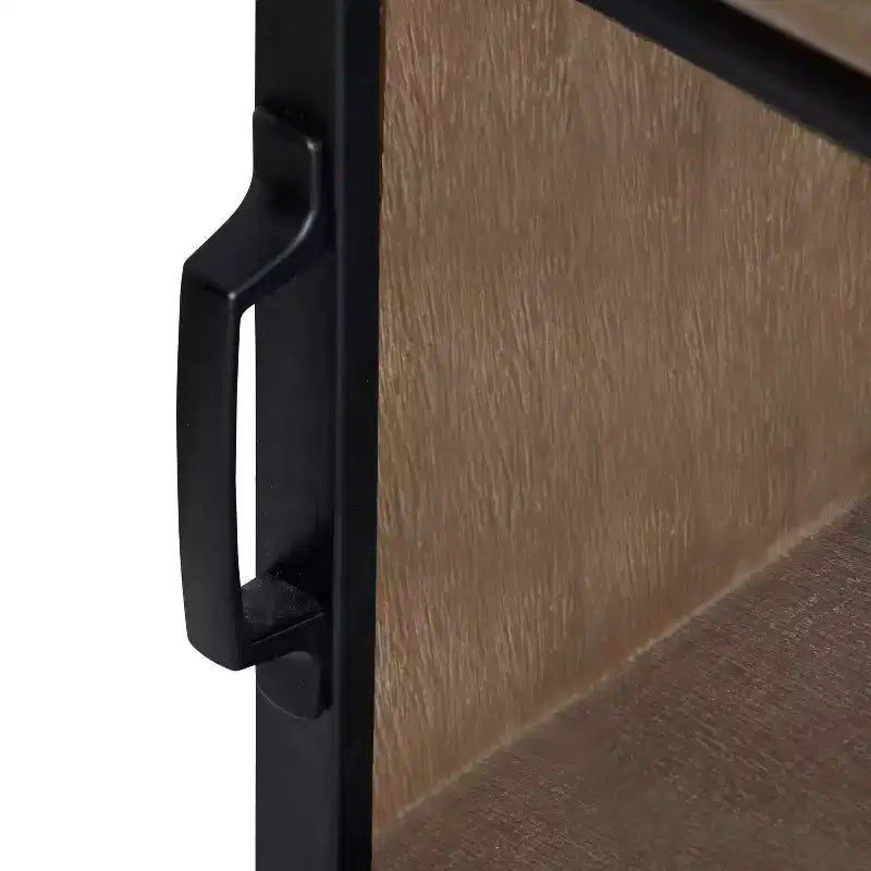 Armoire murale décorative en bois Barnhardt 30 po x 28 po avec 2 portes coulissantes en verre marron rustique - Kate & Laurel All Things Decor : Cadre en métal