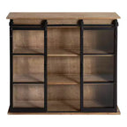 Armoire murale décorative en bois Barnhardt 30 po x 28 po avec 2 portes coulissantes en verre marron rustique - Kate & Laurel All Things Decor : Cadre en métal