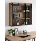 Armoire murale décorative en bois Barnhardt 30 po x 28 po avec 2 portes coulissantes en verre marron rustique - Kate & Laurel All Things Decor : Cadre en métal