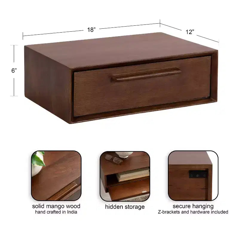 Kate & Laurel All Things Decor Étagère de rangement en bois McCutcheon, 45,7 x 30,5 x 15,2 cm, Noyer brun