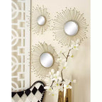Olivia & May Miroir mural en forme d'étoile (ensemble de 3), doré : Cadre en fer, décor glamour luxueux, aucun assemblage requis