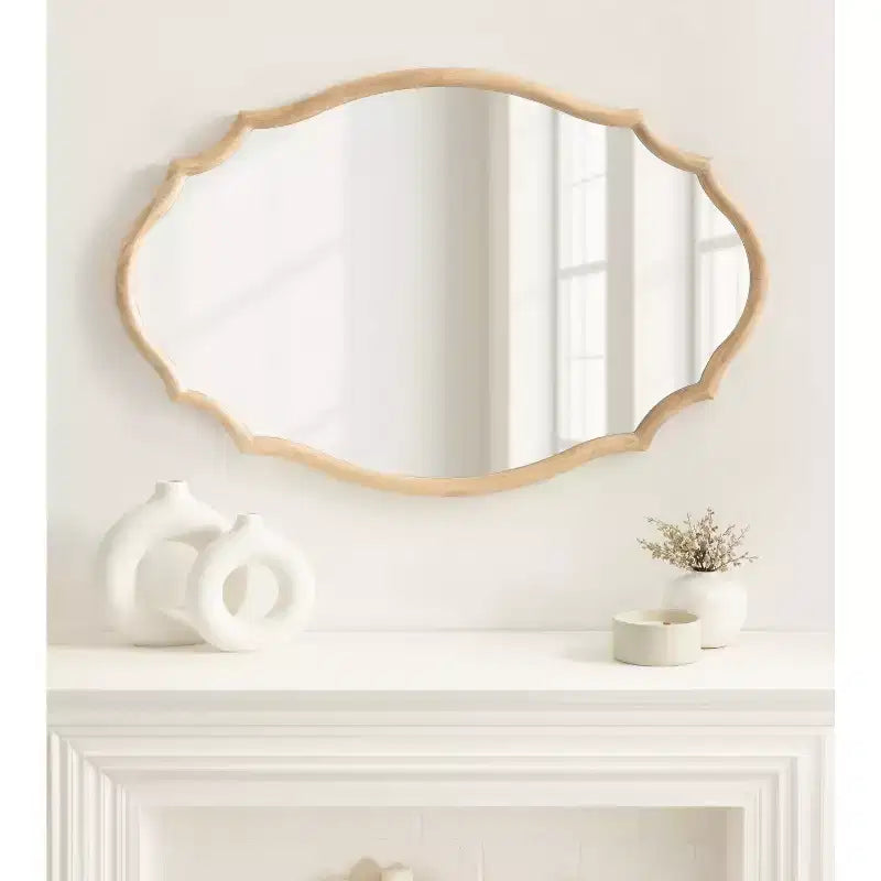 Kate & Laurel All Things Decor Miroir ovale festonné en bois naturel Leanna 24 x 36 po