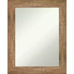 24" x 30" Non-Beveled Owl Wood Bathroom Wall Mirror Brown - Amanti Art: Modern Rectangular Vanity, Wall Mount, Includes Hardware
