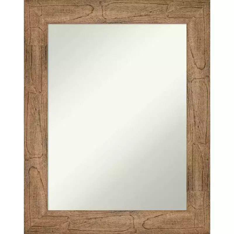 24" x 30" Non-Beveled Owl Wood Bathroom Wall Mirror Brown - Amanti Art: Modern Rectangular Vanity, Wall Mount, Includes Hardware