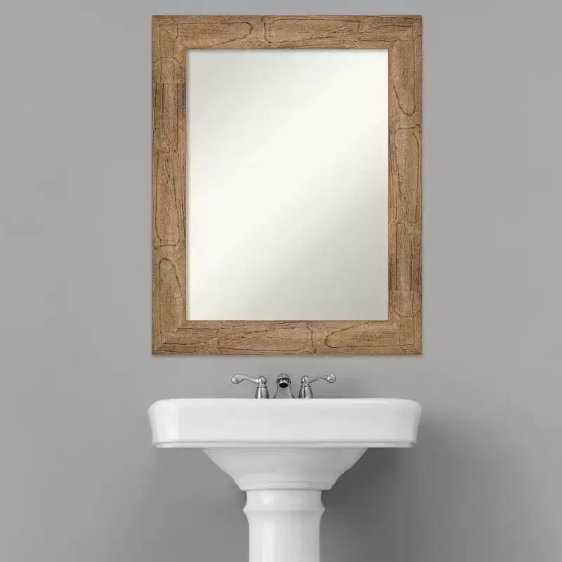 Miroir mural de salle de bain en bois de hibou non biseauté 24" x 30" brun - Amanti Art : coiffeuse rectangulaire moderne, fixation murale, quincaillerie incluse