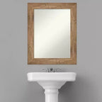 Miroir mural de salle de bain en bois de hibou non biseauté 24" x 30" brun - Amanti Art : coiffeuse rectangulaire moderne, fixation murale, quincaillerie incluse