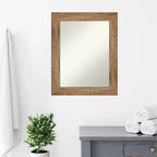Miroir mural de salle de bain en bois de hibou non biseauté 24" x 30" brun - Amanti Art : coiffeuse rectangulaire moderne, fixation murale, quincaillerie incluse