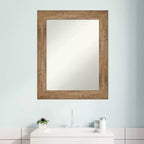 Miroir mural de salle de bain en bois de hibou non biseauté 24" x 30" brun - Amanti Art : coiffeuse rectangulaire moderne, fixation murale, quincaillerie incluse