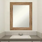 Miroir mural de salle de bain en bois de hibou non biseauté 24" x 30" brun - Amanti Art : coiffeuse rectangulaire moderne, fixation murale, quincaillerie incluse