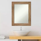 Miroir mural de salle de bain en bois de hibou non biseauté 24" x 30" brun - Amanti Art : coiffeuse rectangulaire moderne, fixation murale, quincaillerie incluse