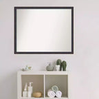 Miroir mural de salle de bain 30 po x 24 po en bois, bronze foncé, cadre en forme de cuillère non biseauté – Amanti Art : Rectangle moderne, fixation murale, quincaillerie incluse