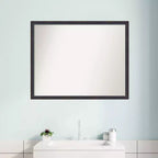 Miroir mural de salle de bain 30 po x 24 po en bois, bronze foncé, cadre en forme de cuillère non biseauté – Amanti Art : Rectangle moderne, fixation murale, quincaillerie incluse